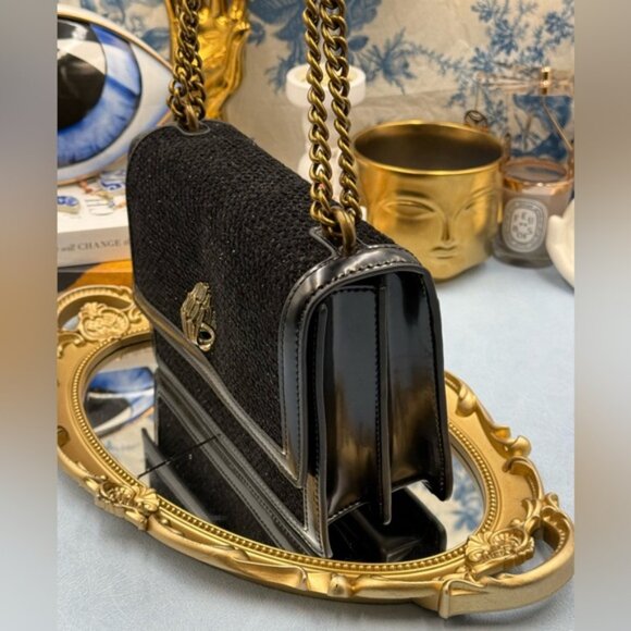 🆕 KURT GEIGER LONDON 🧿 NWOT Black Tweed Shoreditch Crossbody Bag - Picture 8 of 16
